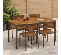 vidaXL Mesa de cena de jardín Natural y Café 141 x 80,5 x 75 cm