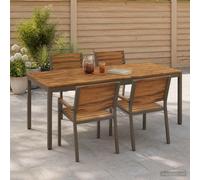 vidaXL Mesa de cena de jardín Natural y Café 147 x 88,5 x 75 cm