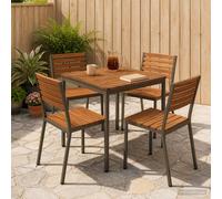 vidaXL Mesa de Cena de jardín Natural y Café 70 x 68,5 x 75 cm