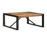 vidaXL Mesa de Centro 80x80x35 cm Madera Maciza de Mango Rugosa, Mesa Auxiliar, Mesa de salón, Mesa Decorativa, mesita de sofá, mesita de Centro