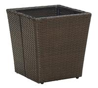 vidaXL Mesa de Centro Auxiliar Consola Mesita Salón Lateral Té Café Sofá Hogar Sala de Estar Mobiliario Muebles Ratán PE Vidrio Templado Marrón