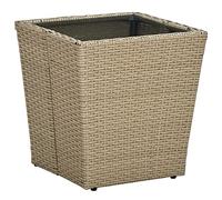 vidaXL Mesa de centro auxiliar de ratán PE con vidrio templado 41,5x41,5x44 cm Beige