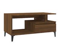 vidaXL Mesa de Centro Auxiliar Consola Mueble Salón Sala de Estar Oficina Sofá Comedor Almacenamiento Decoración Madera Contrachapada Roble Marrón