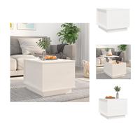 vidaXL Mesa de centro blanca de 40x50x35 cm, hecha de madera maciza de pino - Mesas de centro