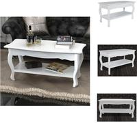 vidaXL Mesa de centro con estante inferior, MDF, color blanco - Mesas de centro