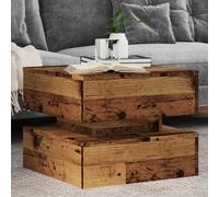 vidaXL Mesa de centro con luces LED madera envejecida 50x50x40 cm