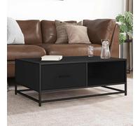 vidaXL Mesa de centro de madera ingeniería y metal negro 90x57x35 cm