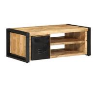 vidaXL Mesa de centro de madera maciza de mango rugosa 90x50x36 cm