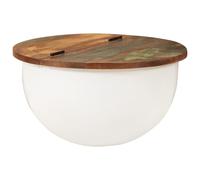 vidaXL Mesa de centro de madera maciza reciclada blanca 50x27 cm