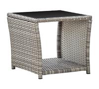 vidaXL Mesa de Centro de ratán sintético y Vidrio Gris 45x45x40 cm