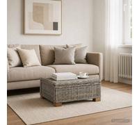 vidaXL Mesa de centro GENDT Ratán natural Gris Kubu 67 x 60 x 30 cm