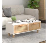 vidaXL Mesa de centro madera contrachapada y de pino blanco 80x40x30cm