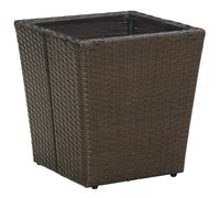 vidaXL Mesa de centro ratán PE vidrio templado marrón 41,5x41,5x44cm