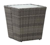 vidaXL Mesa de centro ratán PE y vidrio templado gris 41,5x41,5x43 cm