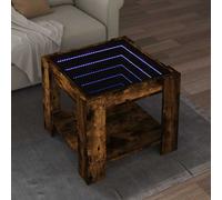 vidaXL Mesa de centro y LED madera ingeniería roble ahumado 53x53x45cm