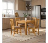 vidaXL Mesa de Comedor 90 x 90 x 75 cm Madera de Roble Sólido Natural