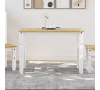 vidaXL Mesa de comedor Corona madera maciza pino blanco 112x60x75 cm