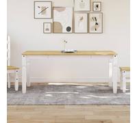 vidaXL Mesa de comedor Corona madera maciza pino blanco 180x90x75 cm