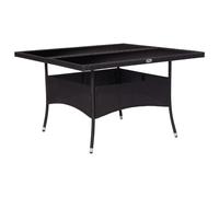 vidaXL Mesa de comedor de jardín ratán sintético y vidrio negro