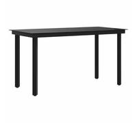 vidaXL Mesa de Comedor de Jardín Salón Sala de Estar Muebles Mobiliario Soporte Exterior Cocina Duradera Estable Acero y Vidrio Negra 140x70x74 cm
