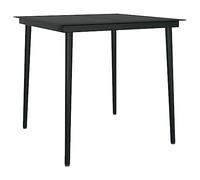 vidaXL Mesa de comedor de jardín acero y vidrio negra 80x80x74 cm