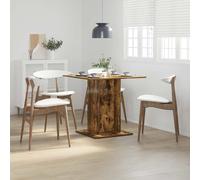 vidaXL Mesa de comedor madera contrachapada roble ahumado 80x80x75 cm