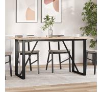 vidaXL Mesa de comedor con estructura en forma de "O", 160x80x75 cm, madera maciza de pino y acero