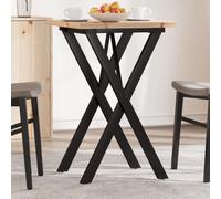vidaXL Mesa de comedor marco X madera maciza pino y acero 50x50x75,5cm