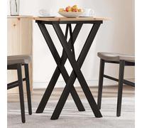 vidaXL Mesa de comedor marco X madera maciza pino y acero 50x50x75 cm