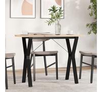 vidaXL Mesa auxiliar con estructura en forma de Y, 100x50x75,5 cm, madera maciza de pino y acero