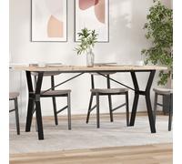 vidaXL Mesa de comedor marco Y madera maciza pino acero 140x80x75,5 cm