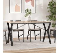vidaXL Mesa de comedor marco Y madera maciza pino y acero 140x80x75cm