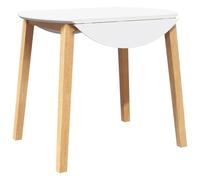 vidaXL Mesa de comedor natural madera maciza de roble y caucho 90 x 90/55 x 74 cm