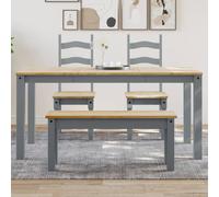 vidaXL Mesa de comedor PANAMA madera maciza de pino gris 160x80x75 cm