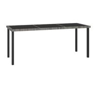 vidaXL Mesa de comedor para jardín ratán sintético 180x70x73 cm Negro/Gris estructura resistente