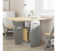 vidaXL Mesa de comedor plegable mariposa Corona madera maciza gris