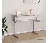 vidaXL Mesa de dibujo madera y acero blanco y gris 110x53x(58-87) cm