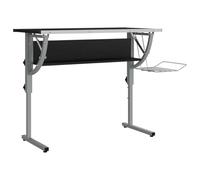 vidaXL Mesa de dibujo madera y acero negro y gris 110x53x(58-87) cm