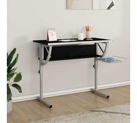 vidaXL Mesa de dibujo madera y acero negro y gris 110x53x(58-87) cm