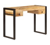 vidaXL Mesa de escritorio 2 cajones madera maciza mango 110x50x77 cm