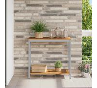 vidaXL Mesa de exterior con estante Natural y Gris 80 x 35 x 75 cm