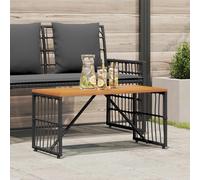 vidaXL Mesa de exterior Negro 80 x 40 x 40 cm Acero y Poliratán