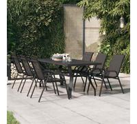 vidaXL Mesa de jardín acero y vidrio negro 180x80x70 cm