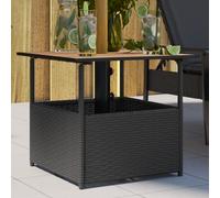 vidaXL Mesa de jardín agujero de sombrilla ratán negro 55x55x46,5 cm