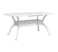 vidaXL Mesa de jardín de aluminio fundido blanco 150x90x72 cm