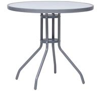 vidaXL Mesa de Jardín Comedor Cocina Patio Terraza Balcón Muebles Mobiliario Soporte Exterior Duradera Acero y Vidrio Gris Claro 80 cm