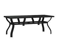 vidaXL Mesa de Jardín Comedor Cocina Patio Terraza Balcón Muebles Mobiliario Soporte Exterior Estable Acero y Vidrio Negro 180x80x70 cm