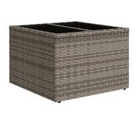 vidaXL Mesa de jardín superficie de cristal ratán PE gris 55x55x37 cm