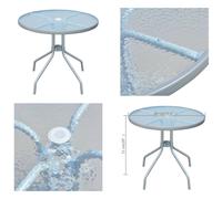 vidaXL Mesa de jardín de 80 x 71 cm, acero, redonda, gris - Mesa de jardín - Mesas de jardín - Mesa de comedor - Mesas de comedor