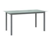 vidaXL Mesa de jardín de aluminio y vidrio gris claro 150x90x74 cm